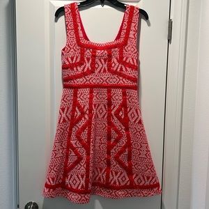 Maeve Red and White Patterned Dress
